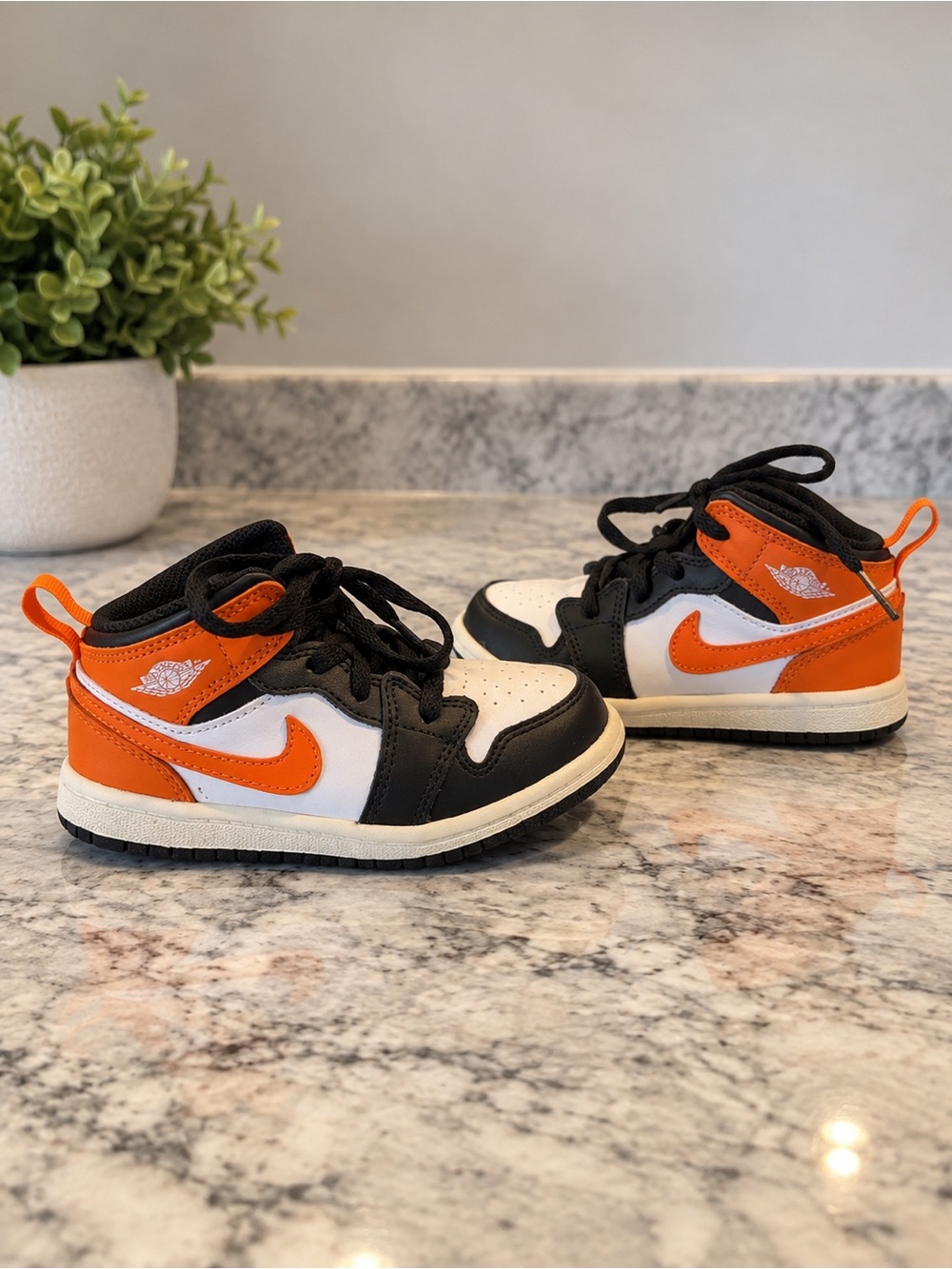 Nike Kids Orange Black White Mid-Top Sneakers